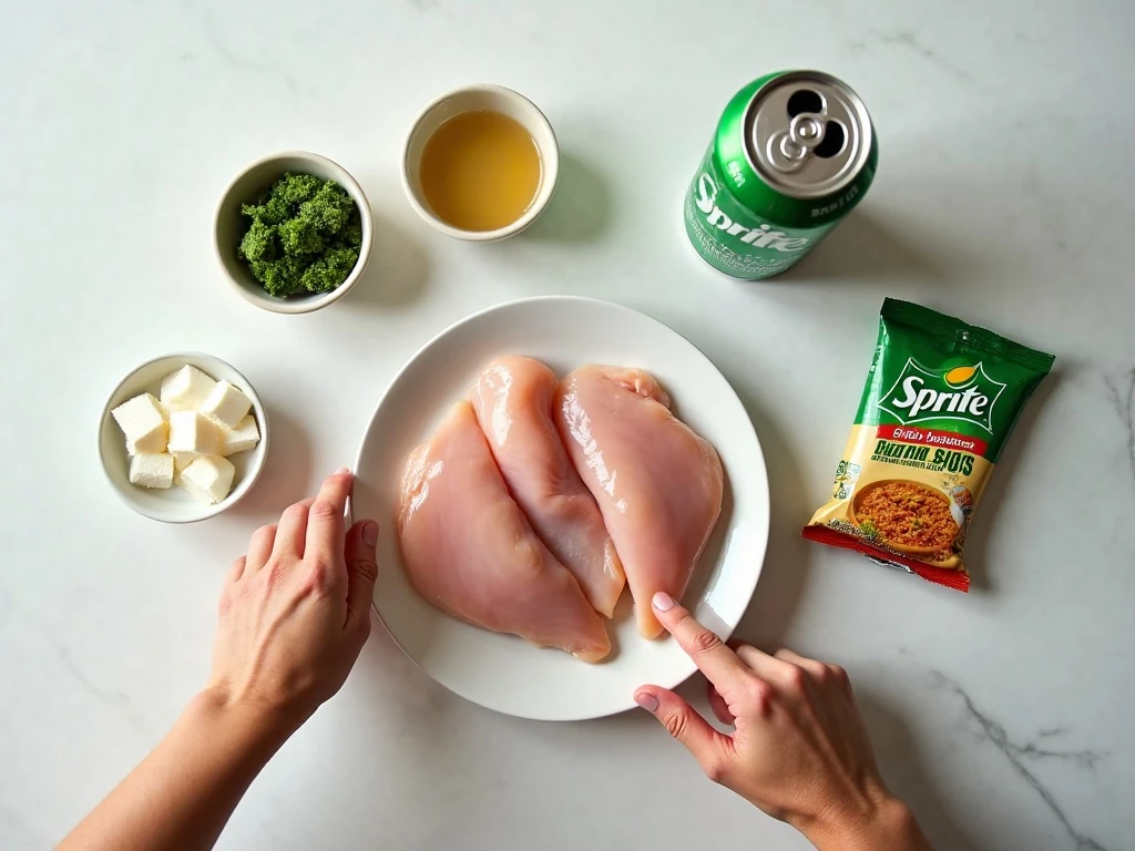Three ingredients for crockpot Sprite chicken