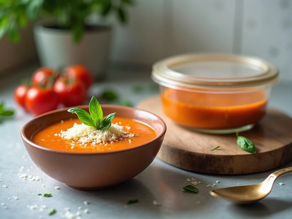 Stored and reheated crockpot tomato basil soup