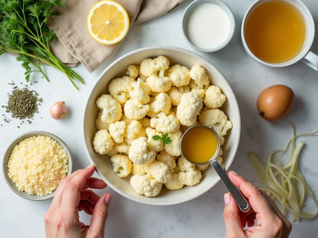 Ingredients for crockpot vegan cauliflower soup