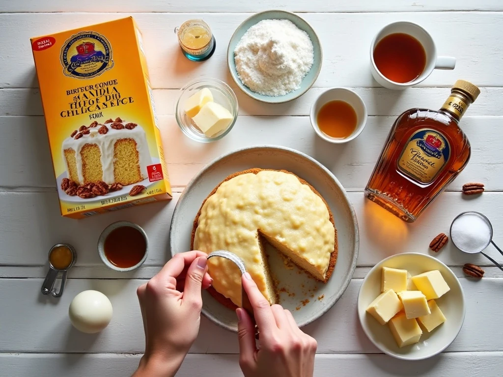 Ingredients for Crown Royal butter pecan cupcakes