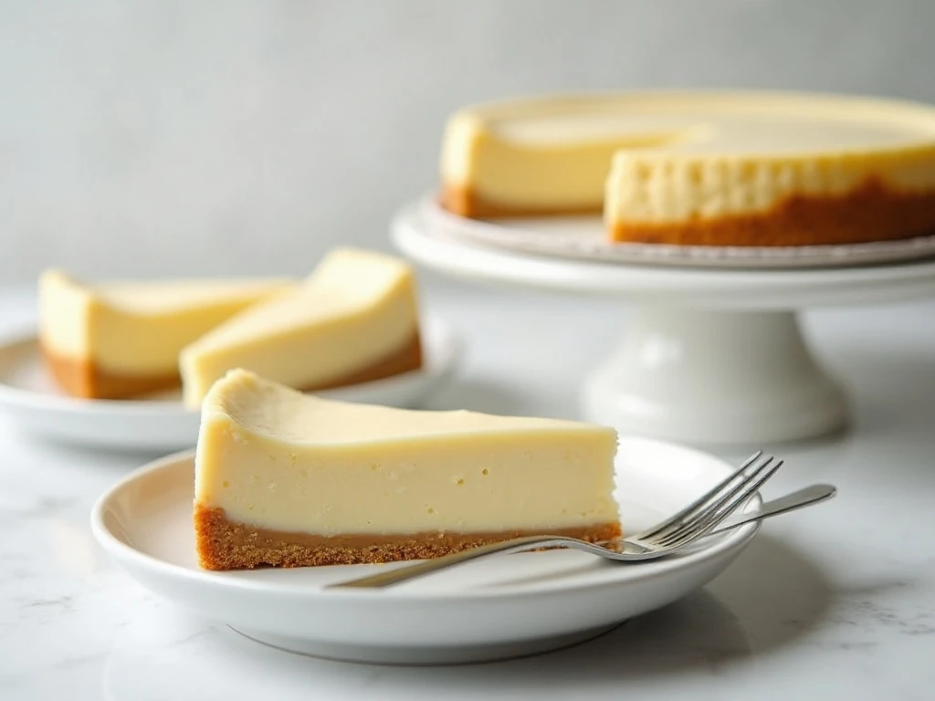 Neatly sliced chilled crustless keto cheesecake prepared for serving