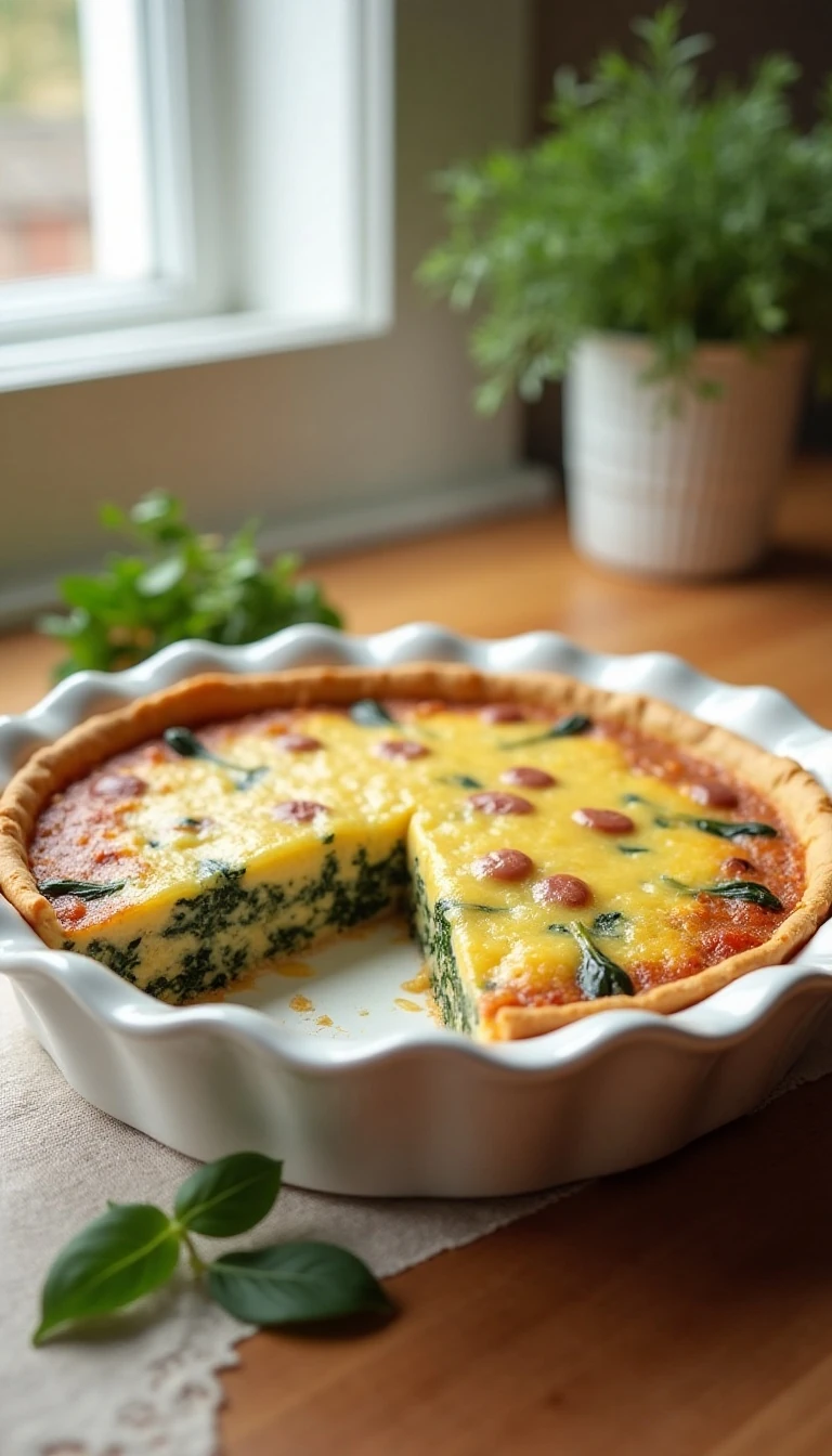 Easy Crustless Spinach and Ham Quiche Recipe