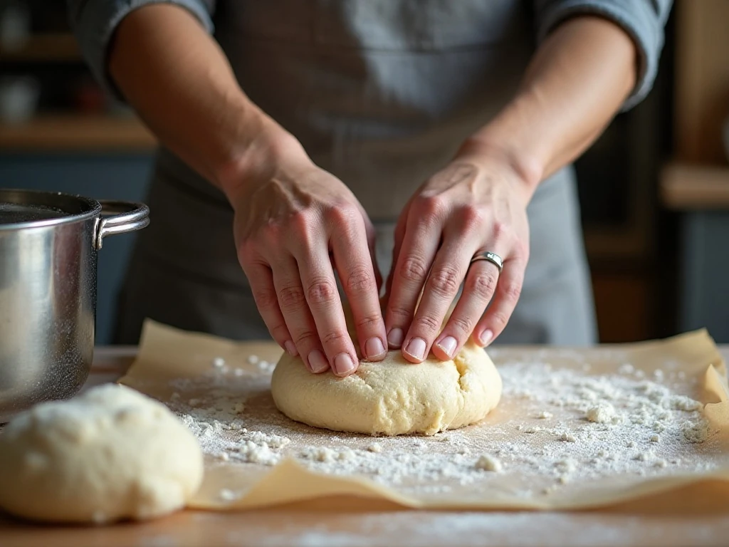 Shaping sticky no-knead bread dough