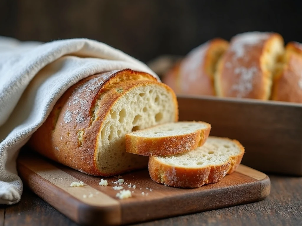 Stored homemade no-knead artisan bread