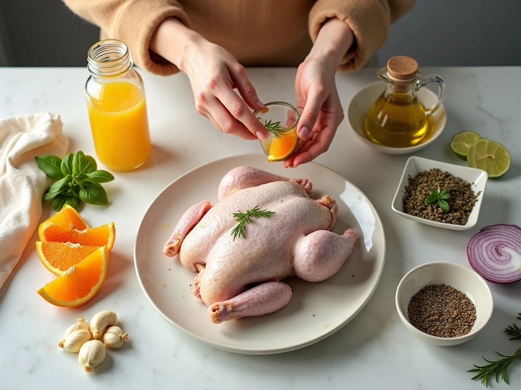 Ingredients for Cuban roasted Cornish hens with sour orange, garlic, cumin, and oregano