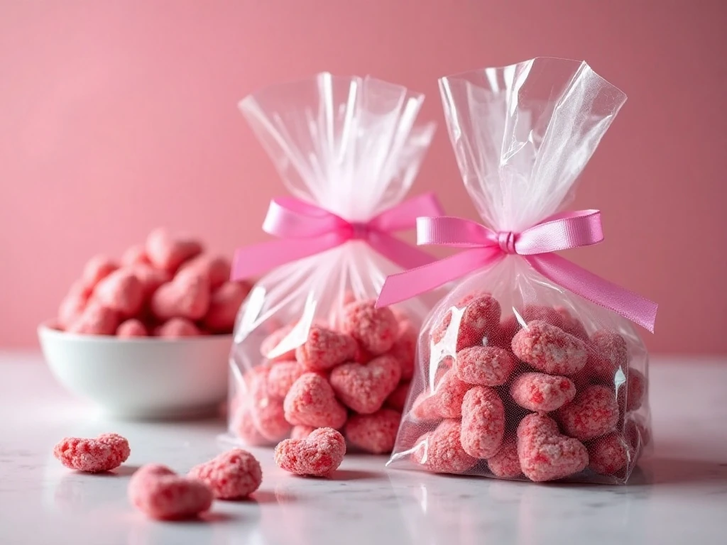 Cupid Crunch packaged in treat bags for gifting and parties