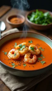 Curry Tomato Soup with Cumin-Roasted Shrimp