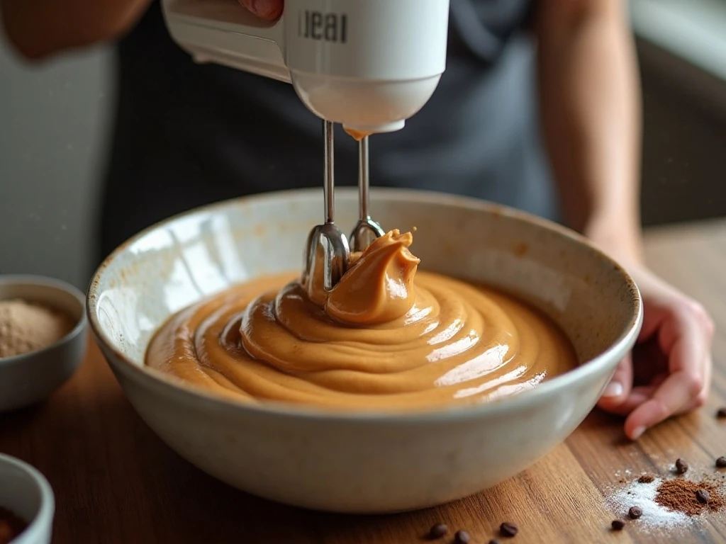 Whipping instant coffee, sugar, and hot water into Dalgona foam