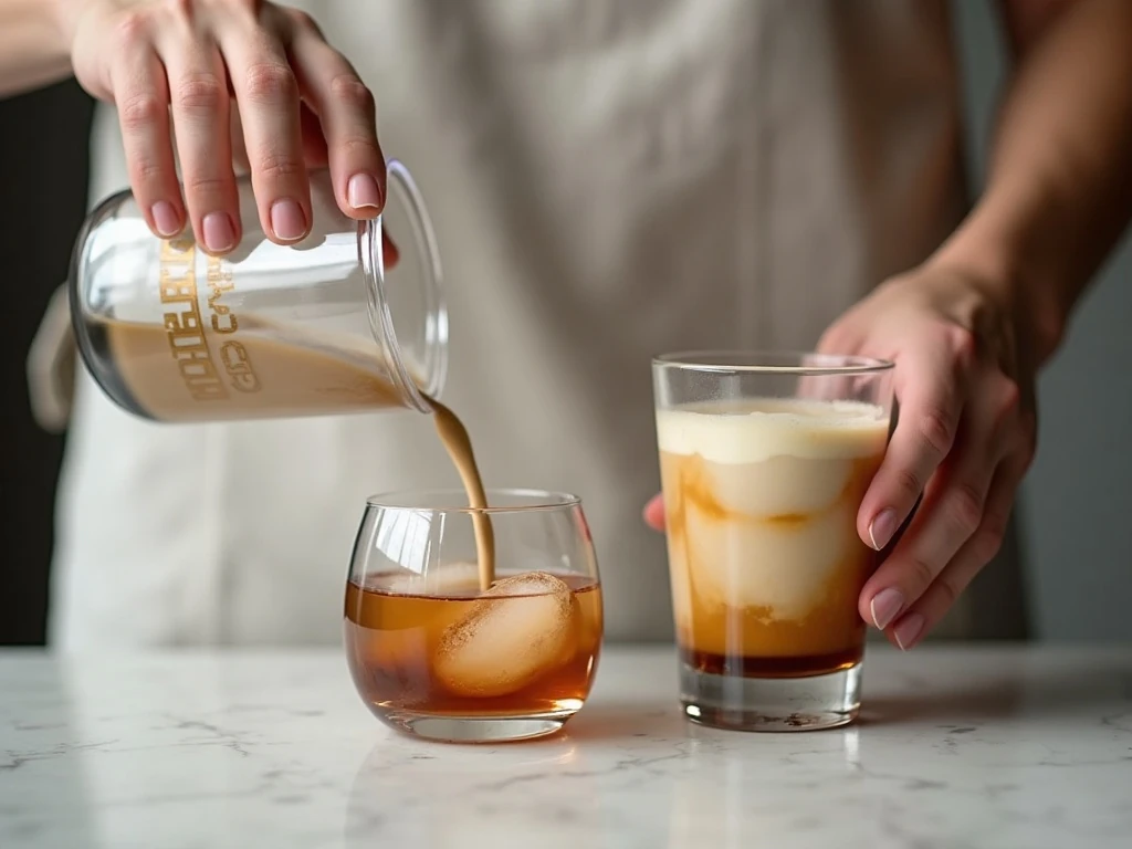 Milk, cream, coffee liqueur, and vodka for whipped coffee cocktails