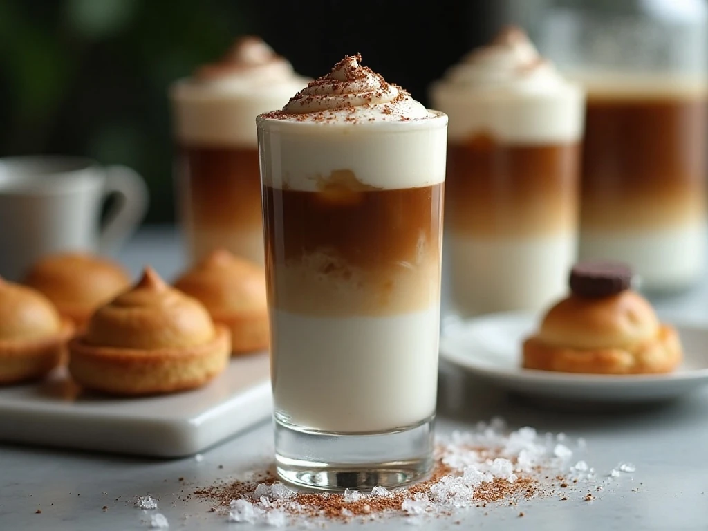 Dalgona whipped coffee served with dessert