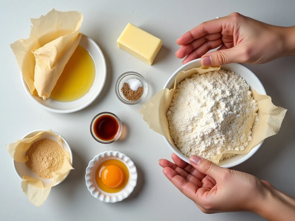 Ingredients for classic Danish butter cookies