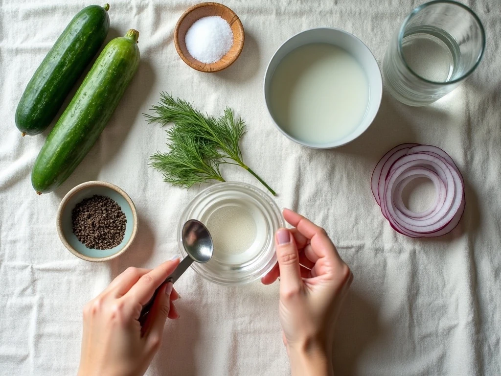 Ingredients for easy Danish cucumber salad