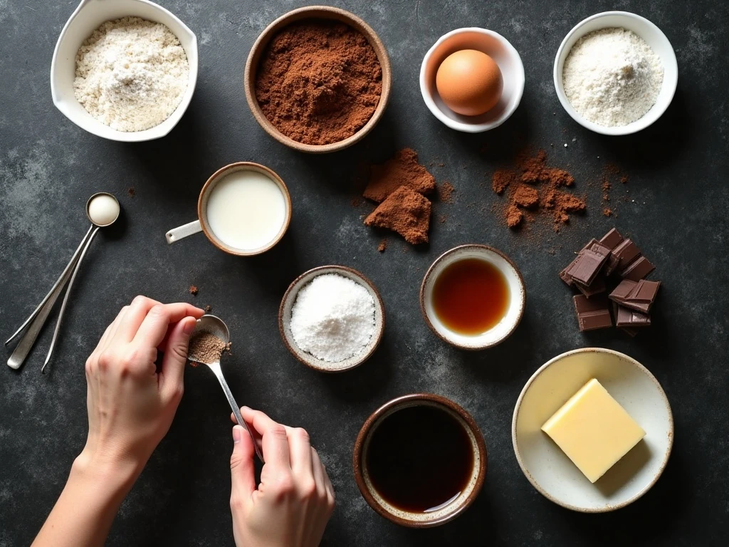Ingredients for chocolate mudslide cupcakes and Irish cream frosting