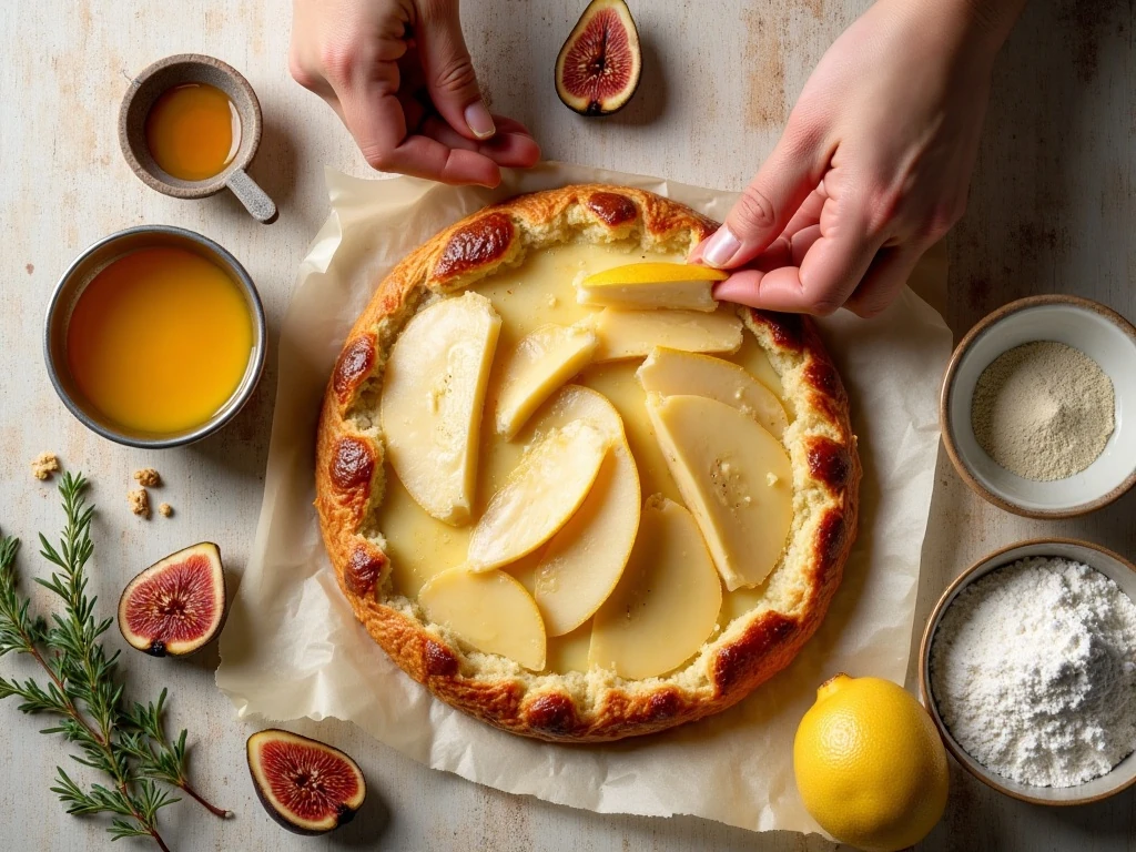 Ingredients for pear fig and Gouda puff pastry tart