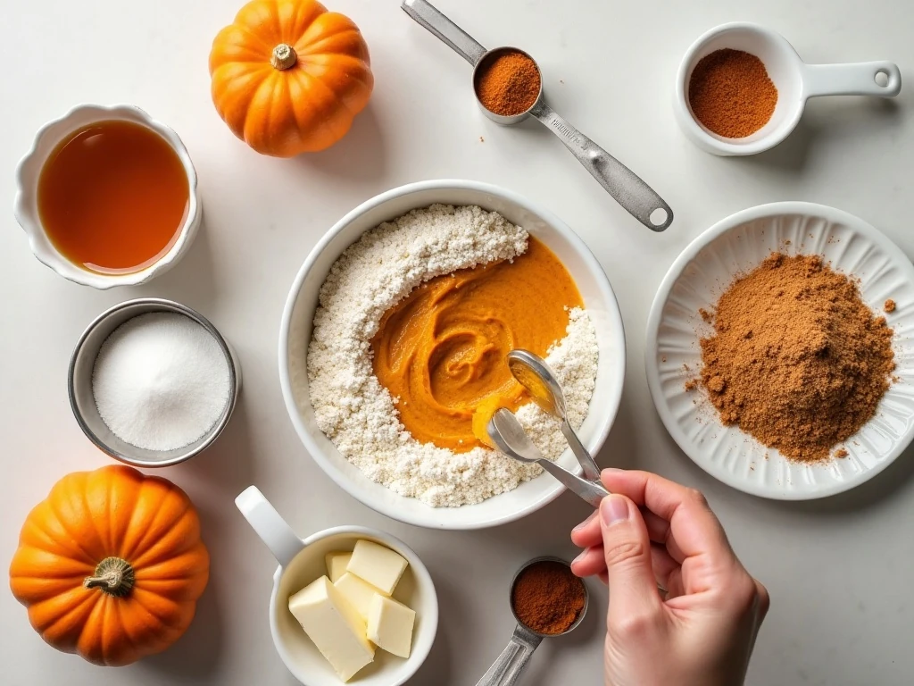 Ingredients for decadent pumpkin bars and cream cheese frosting