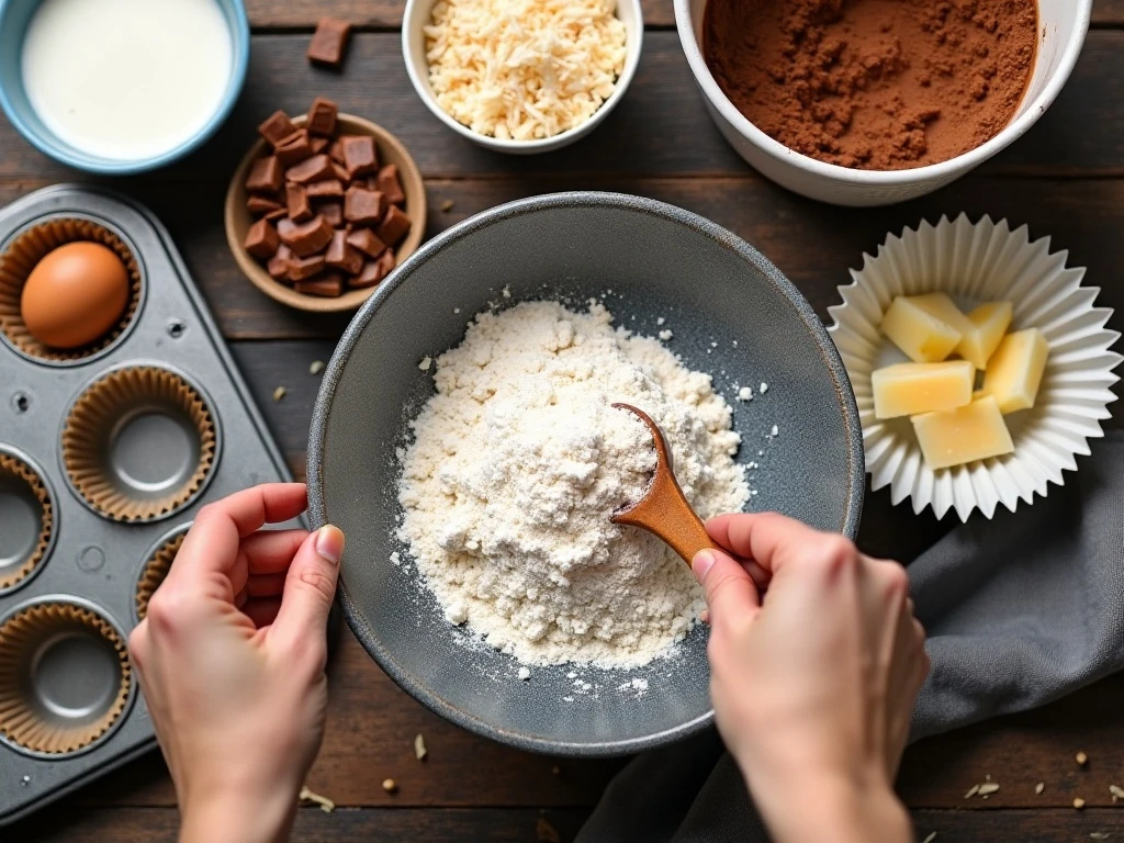Ingredients for chocolate Samoa cookie cupcakes