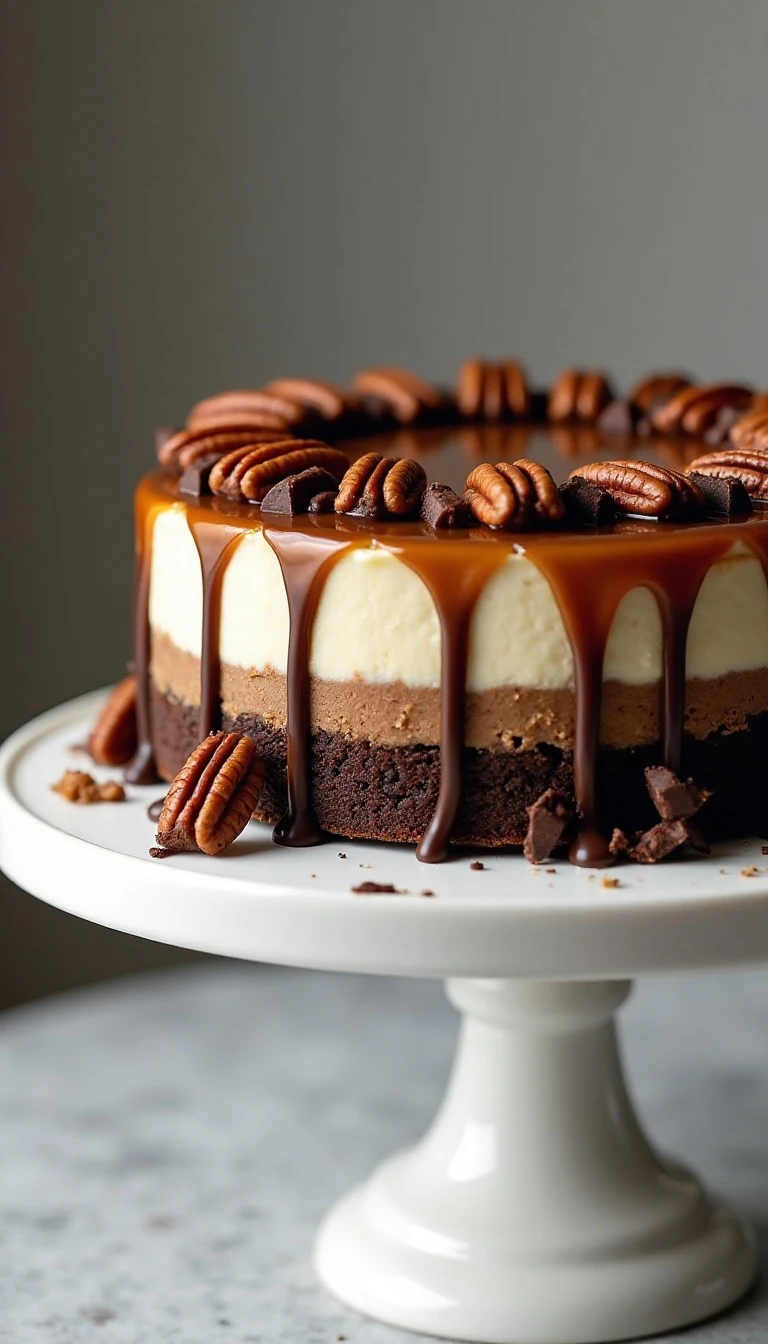 Decadent Turtle Brownie Cheesecake Recipe Everyone Loves