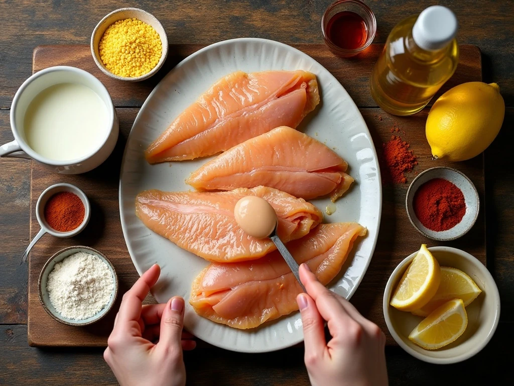 Ingredients for Southern deep fried catfish with cornmeal coating
