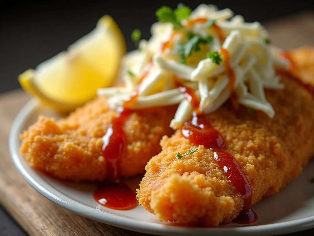 Golden cornmeal crust on fried catfish with classic Southern accompaniments