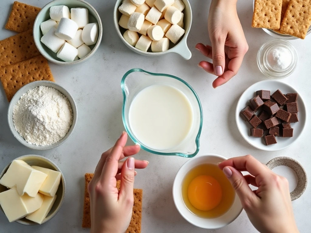 Ingredients for crispy deep-fried s'mores