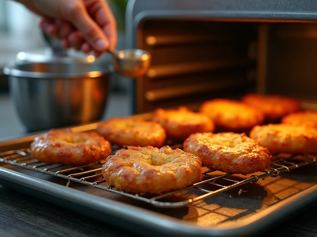 Reheating apple fritters to restore their crisp texture