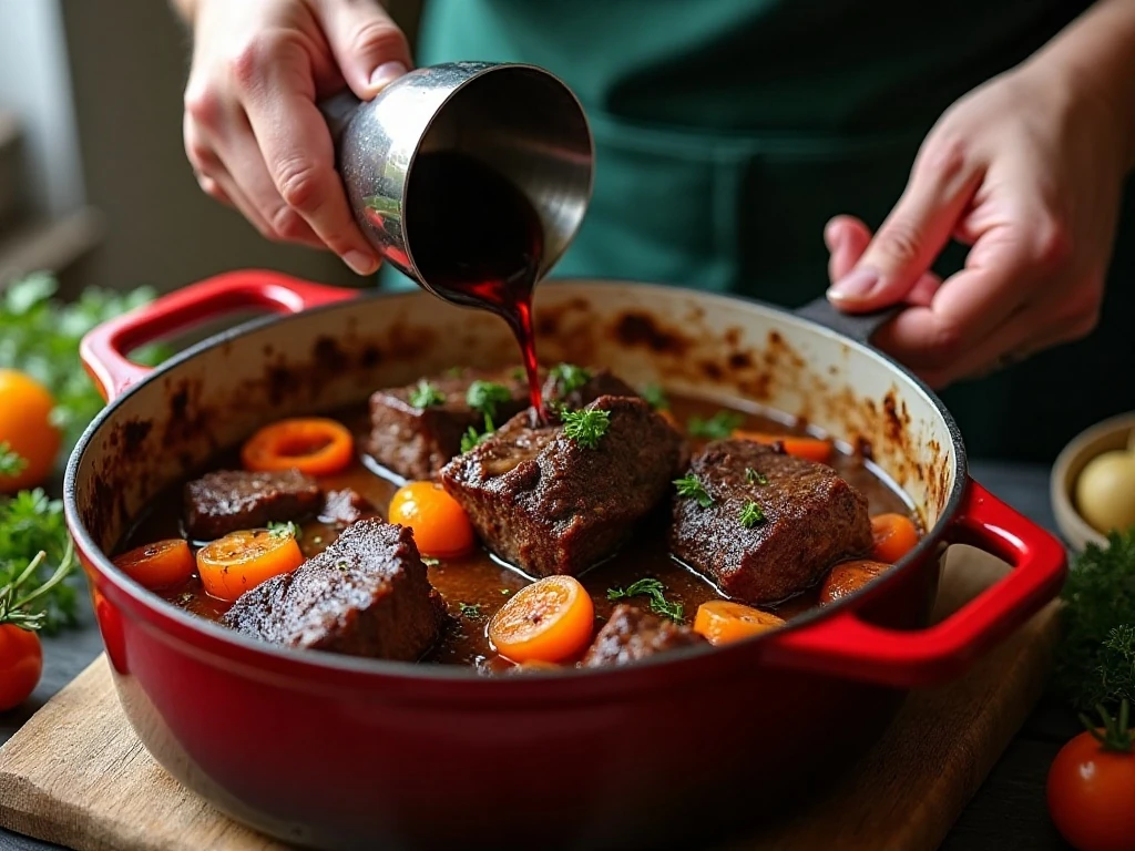 Short ribs and vegetables prepared for oven braising