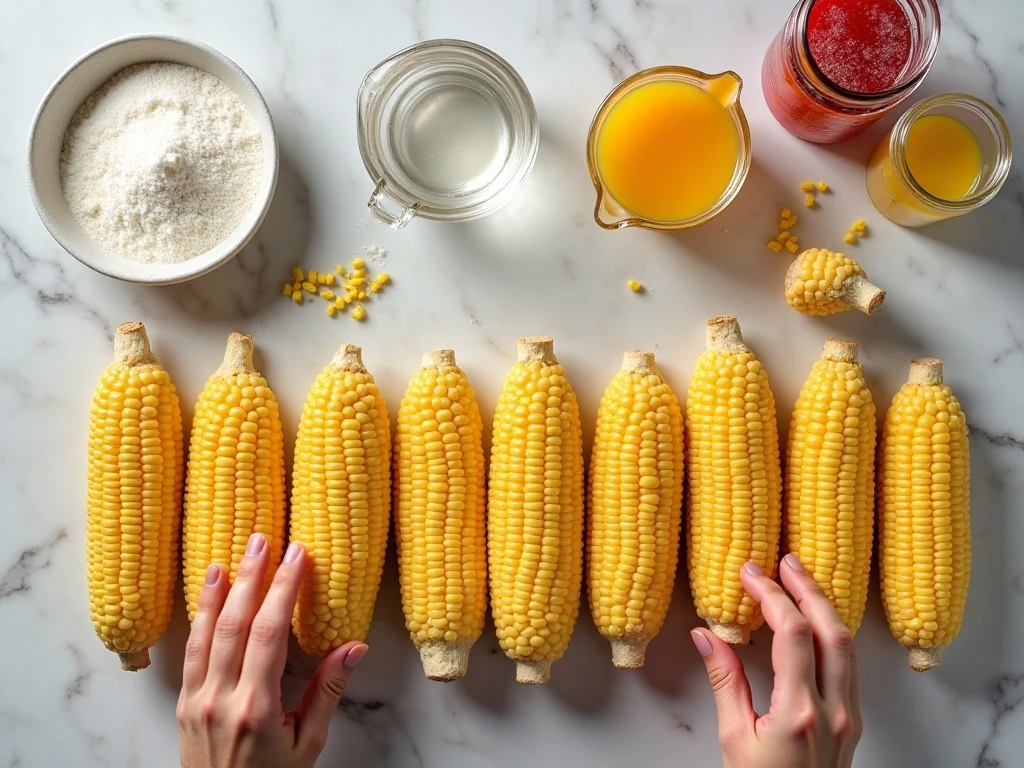 Ingredients for homemade corn cob jelly arranged on a kitchen counter