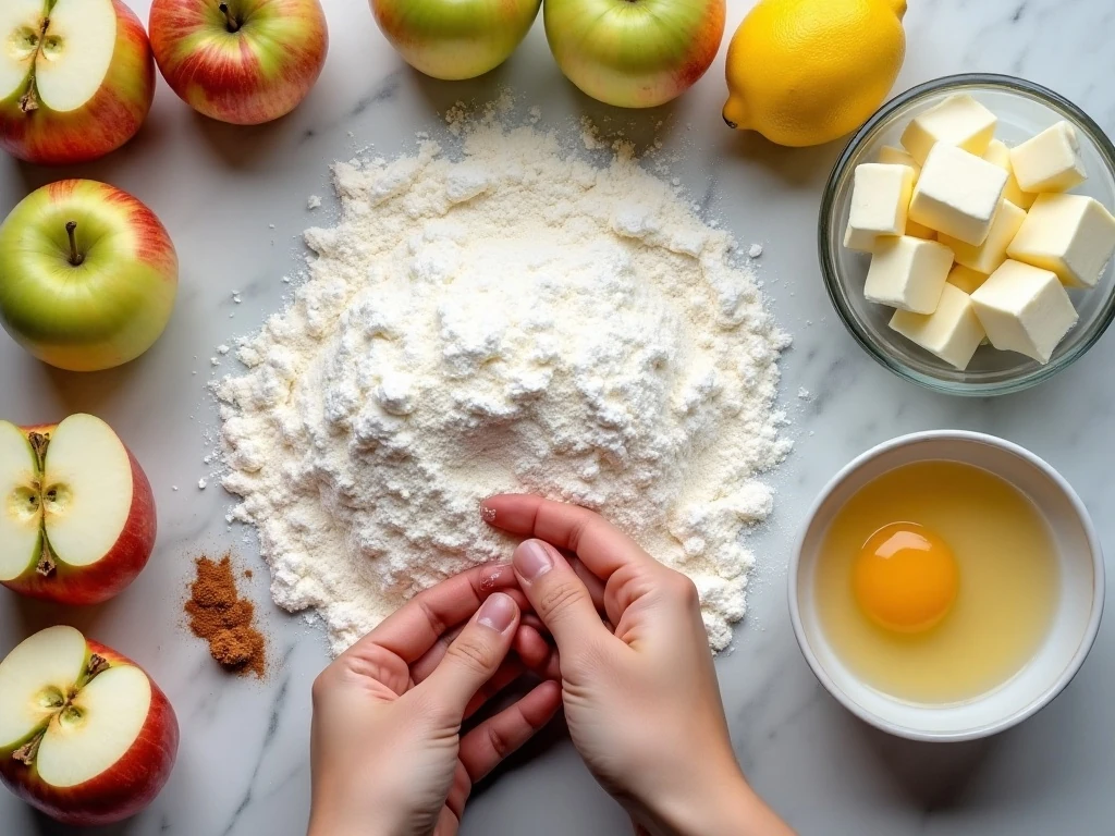 Ingredients for homemade double-crust apple pie