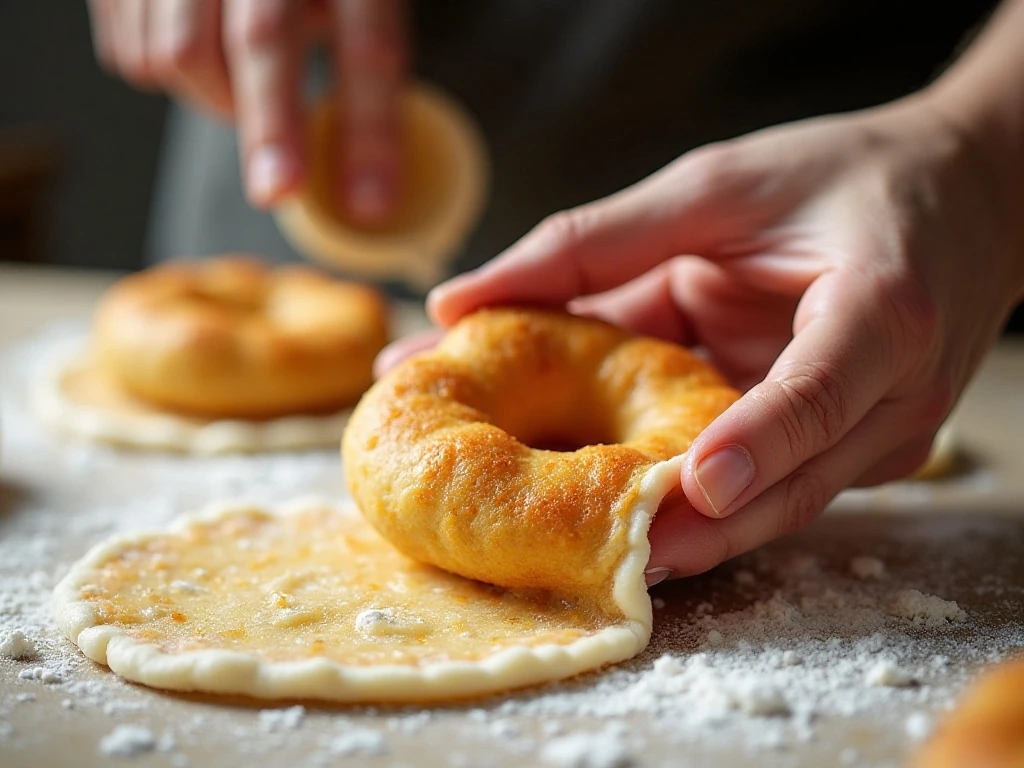 Fry bread dough being shaped into rounds before frying