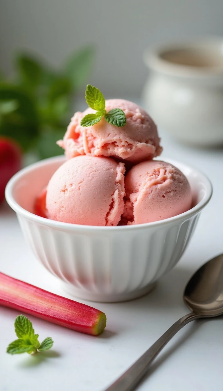 Delicious No-Churn Rhubarb Ice Cream