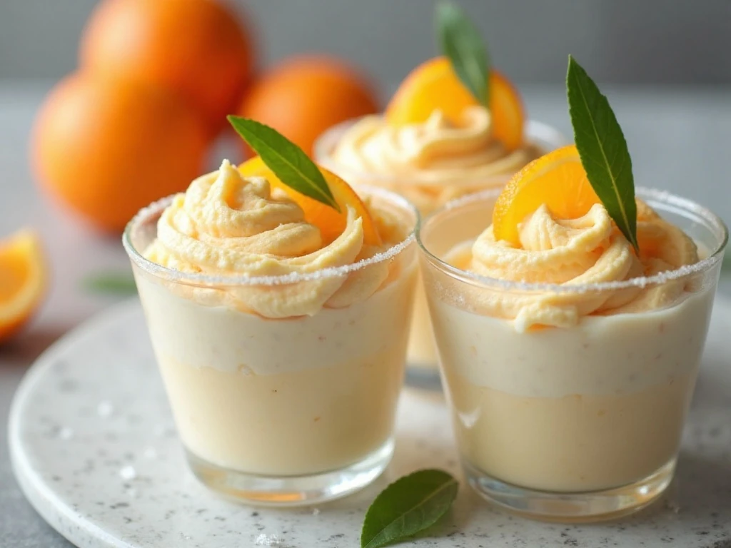 Chilled orange fluff dessert ready to serve