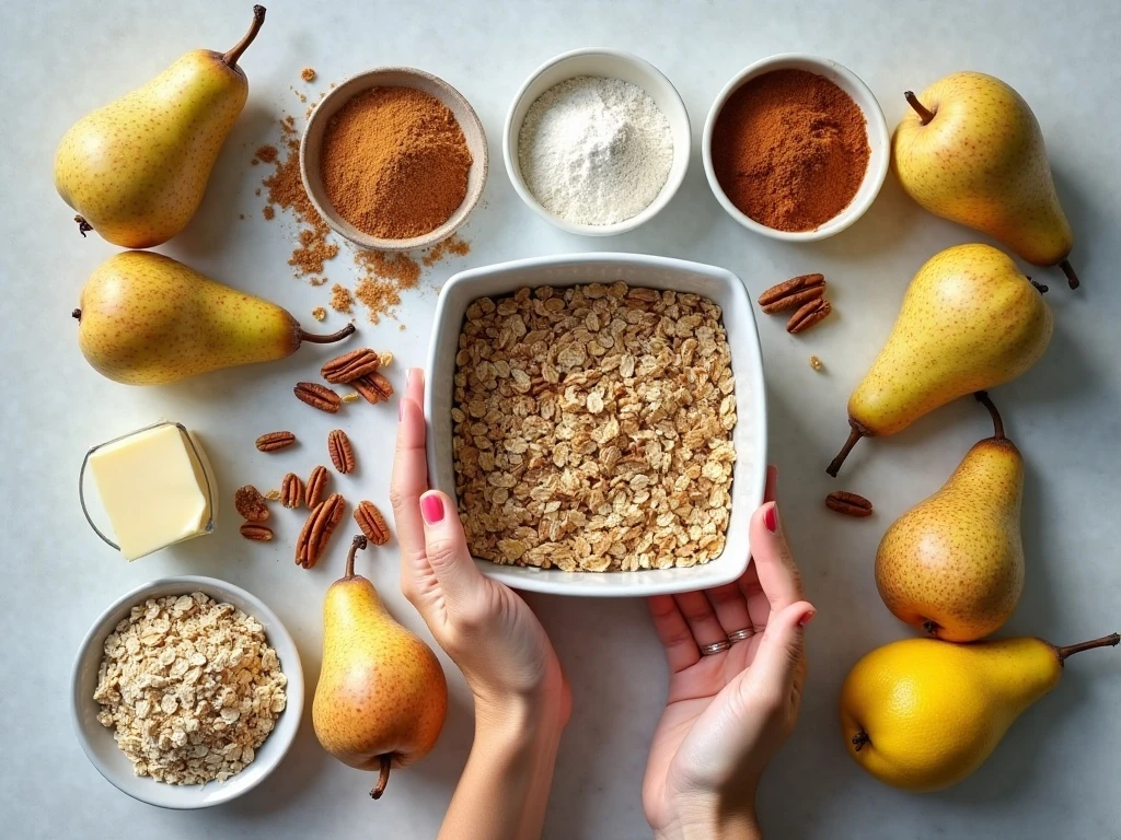 Ingredients for an easy pear crisp recipe