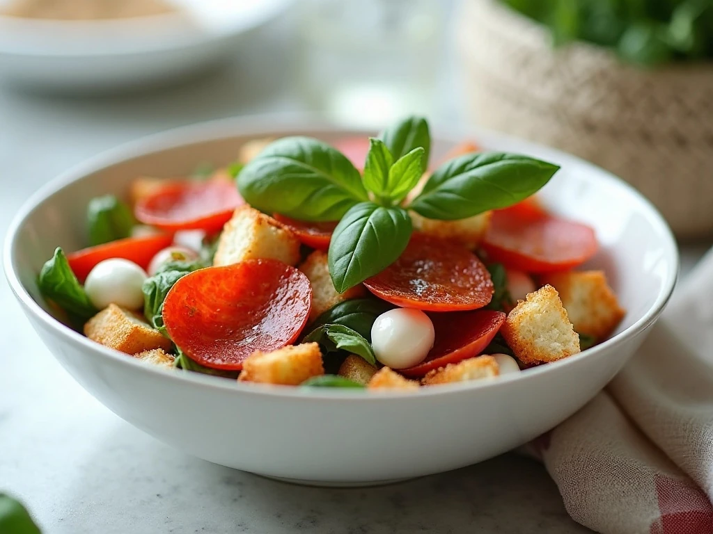 Finished pizza salad ready to serve