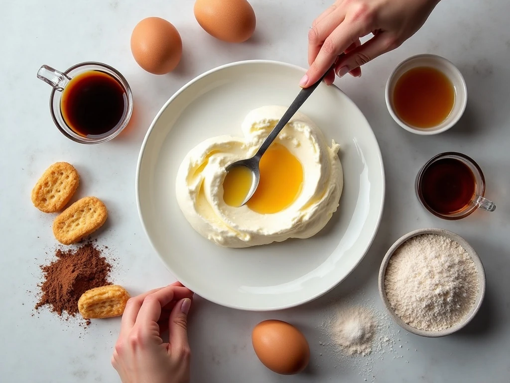 Ingredients for authentic mascarpone tiramisu