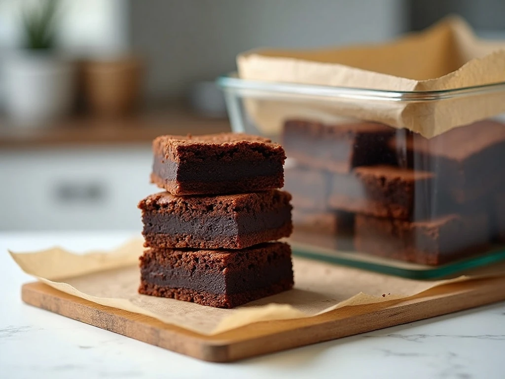 Neatly sliced brownies ready for storage or serving