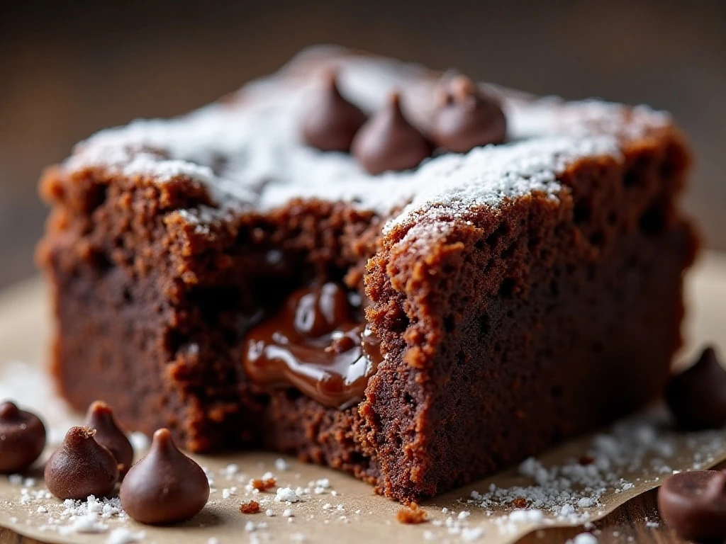 Close-up of the fudgy center of a Diet Coke brownie