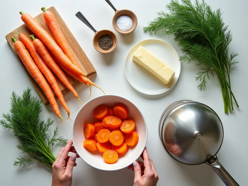 Ingredients for easy dilled carrots