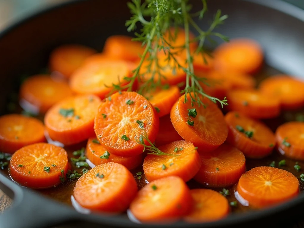 Fresh dill being added to buttered crisp-tender carrots
