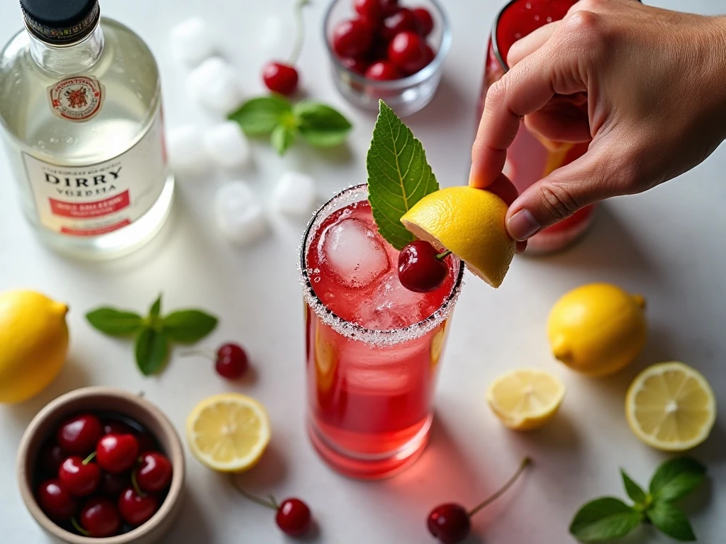 Ingredients for a homemade Dirty Shirley cocktail