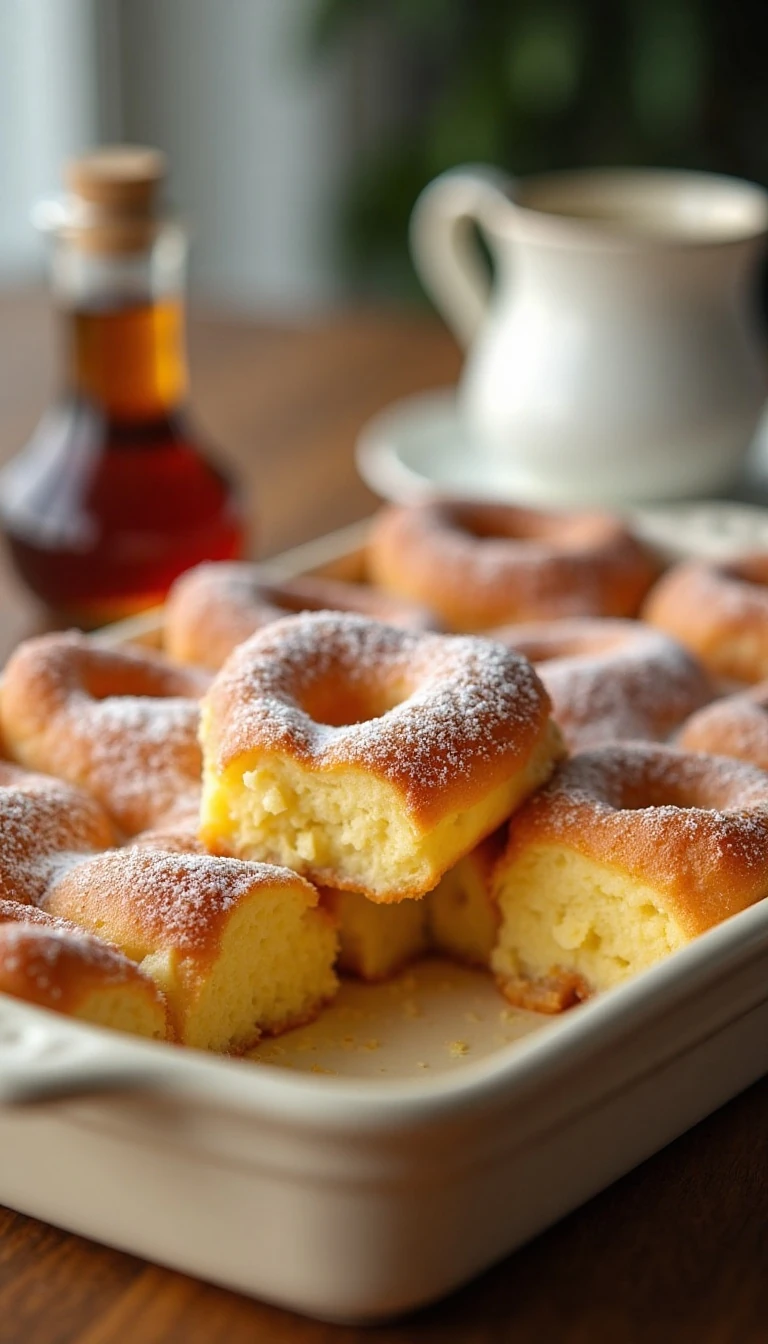 Easy Donut Breakfast Casserole Recipe with Maple Custard