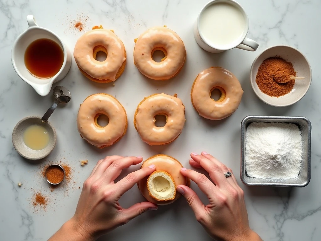 Ingredients for easy donut breakfast casserole