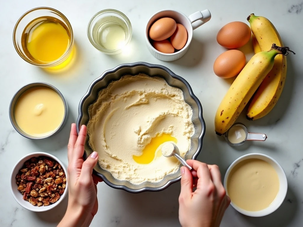 Ingredients for easy double banana pound cake