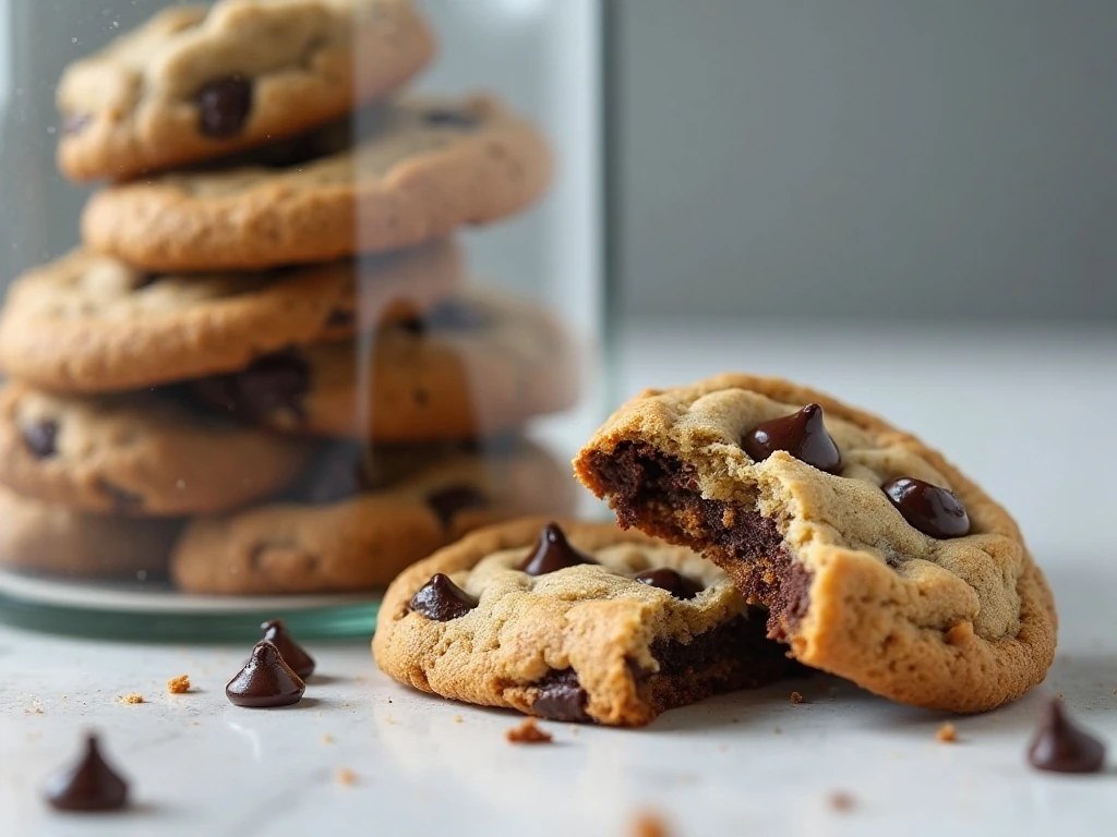 Double chocolate chip cookies ready for storage