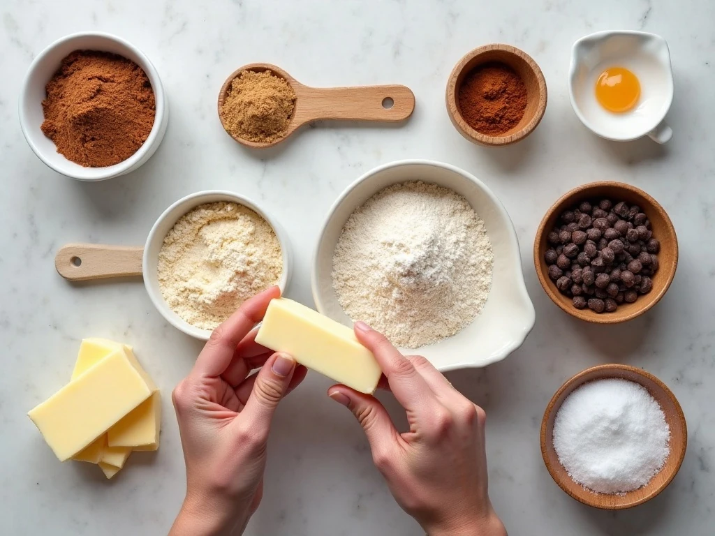 Ingredients for double chocolate espresso cookies