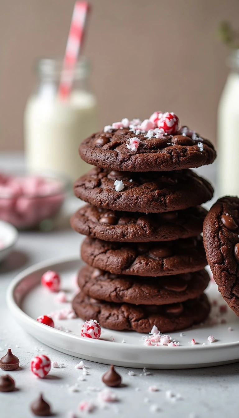 Double Chocolate Peppermint Crunch Cookies Recipe