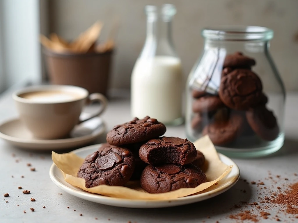Double chocolate pudding cookies ready for serving and storage