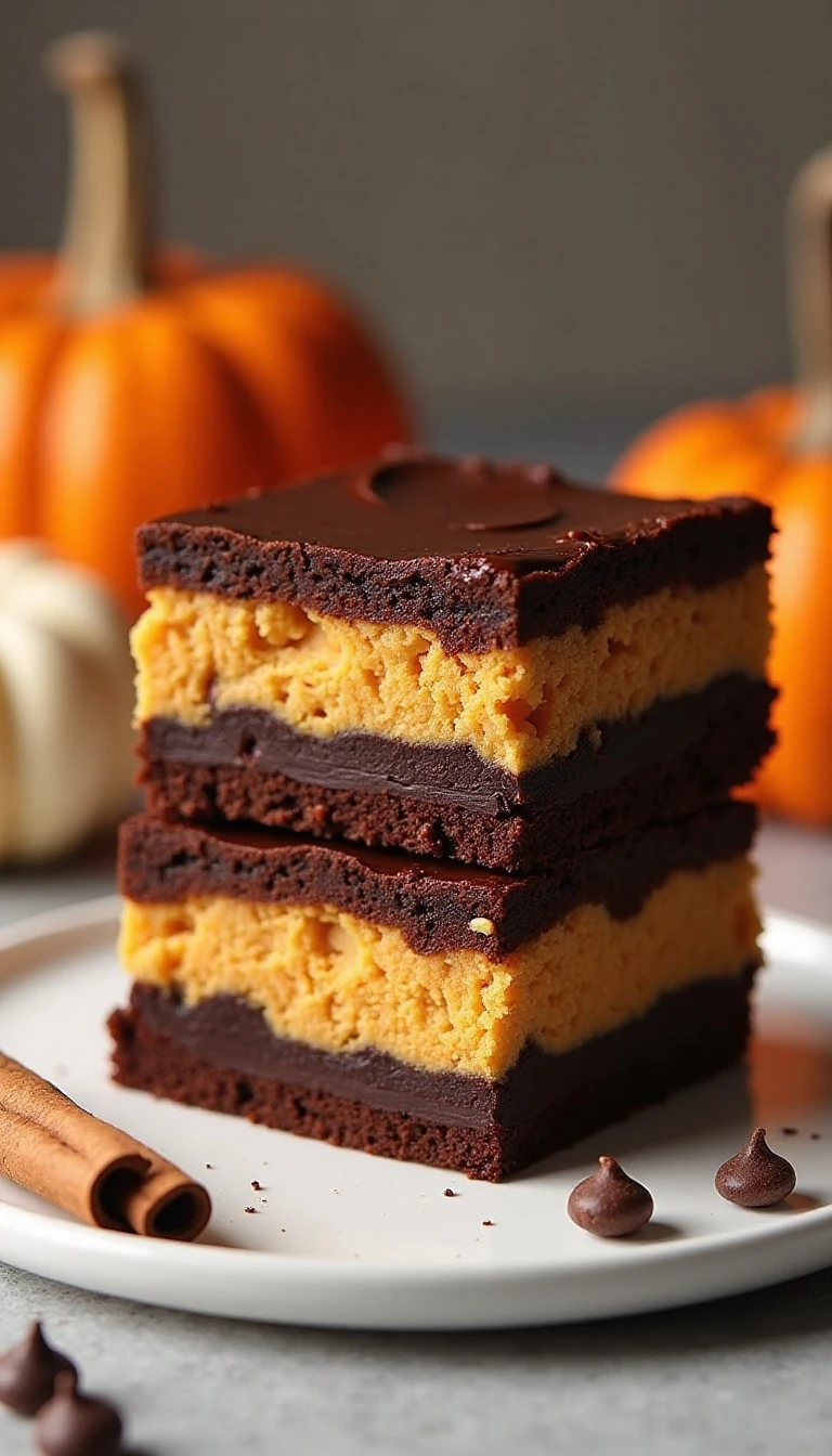 Double Chocolate Pumpkin Cheesecake Brownies Recipe