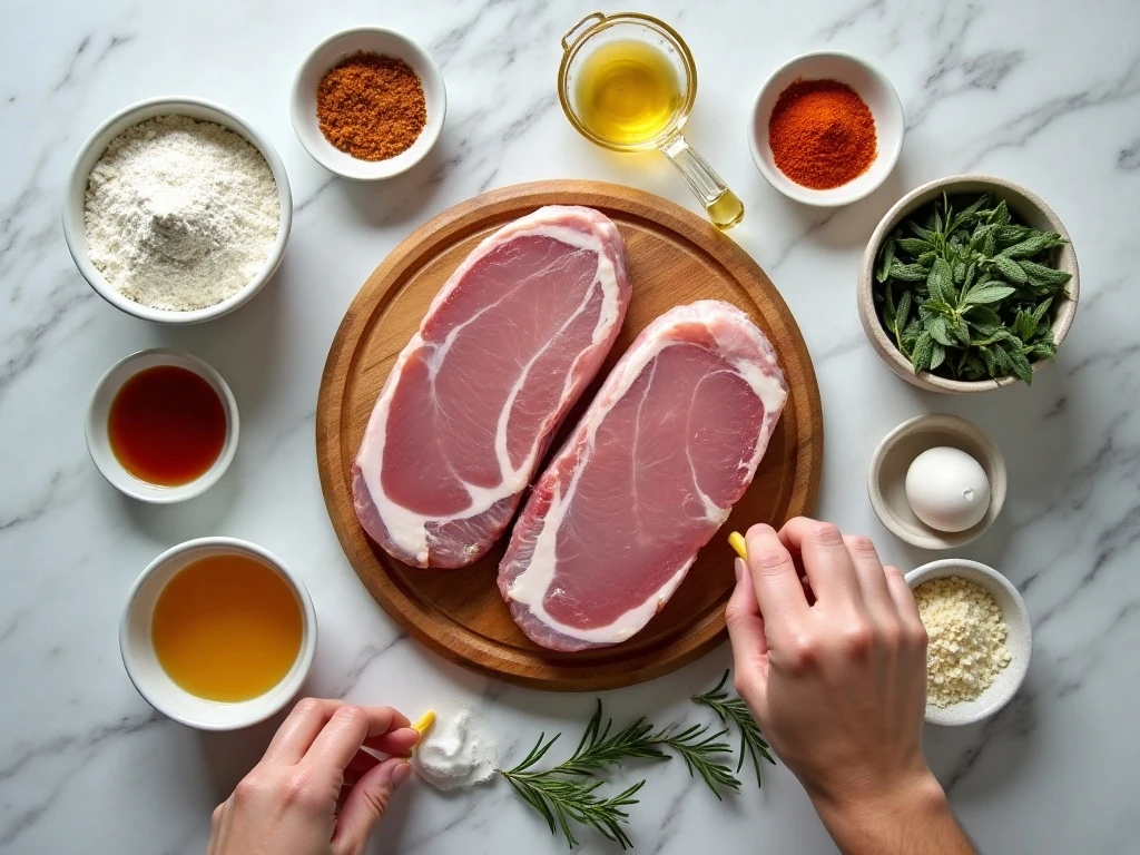 Ingredients for double crunch honey garlic pork chops