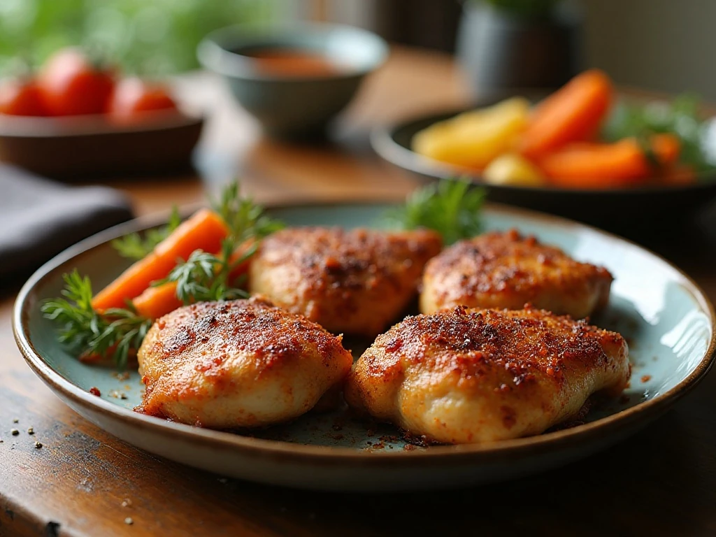 Crispy dry-rub baked chicken thighs served for dinner