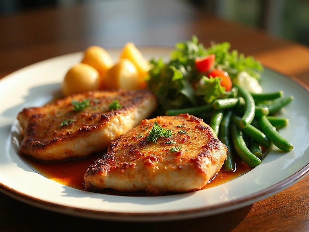 Baked chicken thighs with vegetables and potatoes